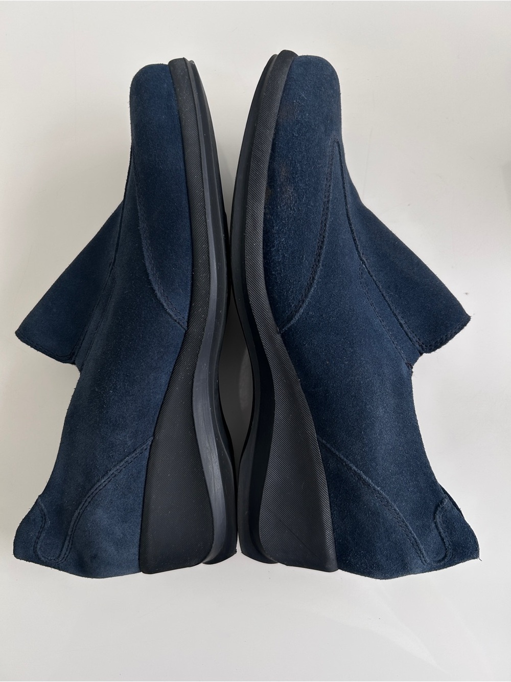 La Canadienne Lisa Waterproof Blue Suede Slip On Loafer Comfort US 10 Low Wedge